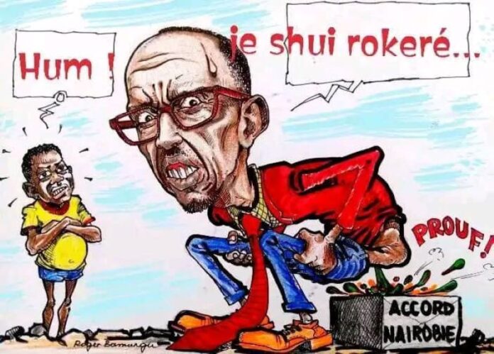 carricature kagame chie sur l'accord de nairobi
