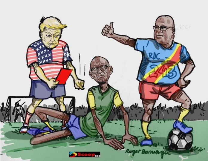 caricature tshisekedi trump kagame dribbling